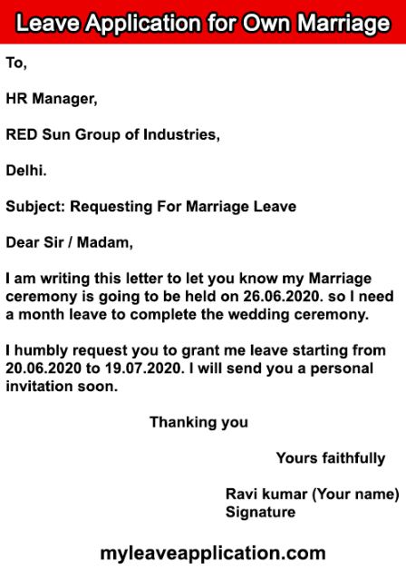 Leave Application for Own Marriage