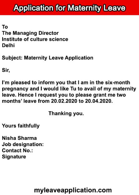 Application for Maternity Leave