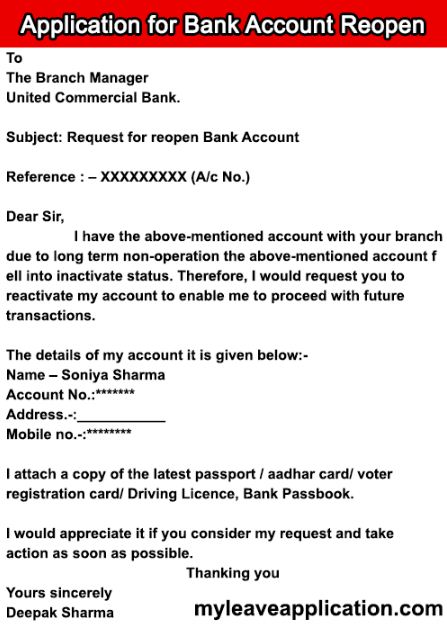 open account application letter