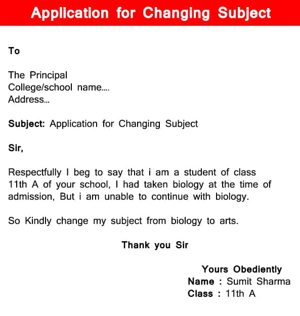 4 Application For Changing Subject In English