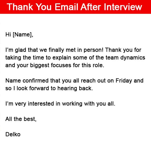 Thank You Email After Interview